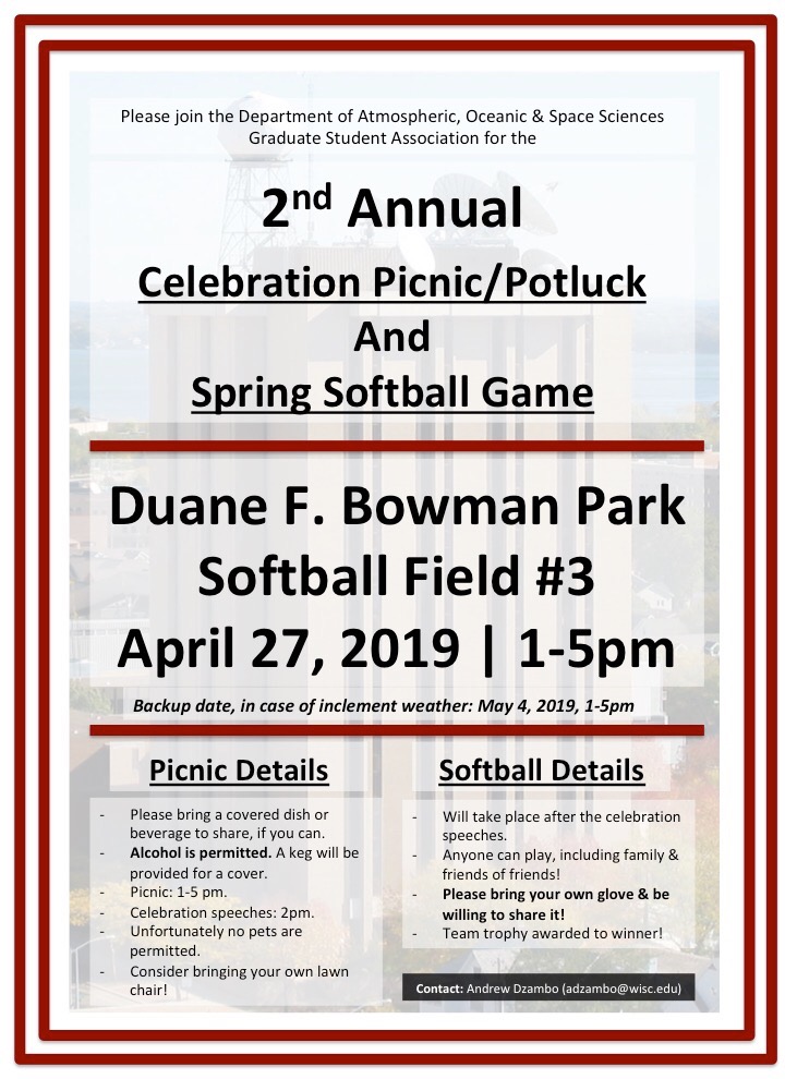 spring picnic/softball game info poster